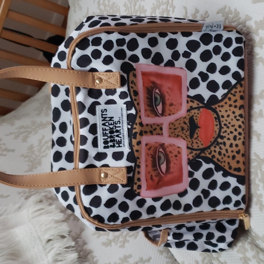 Fit & Fresh Wichita Insulated Lunch Bag Side, Tropica Glam Cat